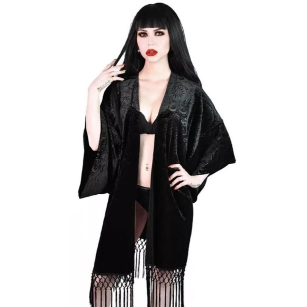 Destiny Velvet Fringe Kimono